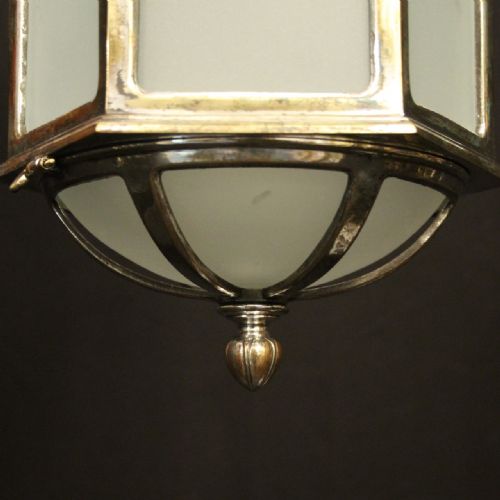 ENGLISH SILVER PLATED SINGLE LIGHT ANTIQUE LANTERN - ADDITIONAL PHOTO 6