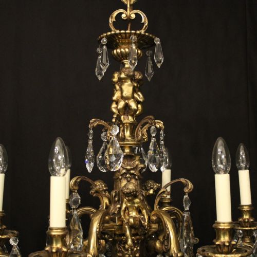 FRENCH GILDED BRONZE CRYSTAL 6 LIGHT ANTIQUE CHANDELIER - ADDITIONAL PHOTO 4