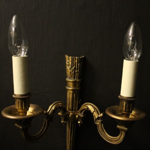 FRENCH SET OF 4 GILDED BRONZE TWIN ARM WALL LIGHTS - ADDITIONAL PHOTO 2