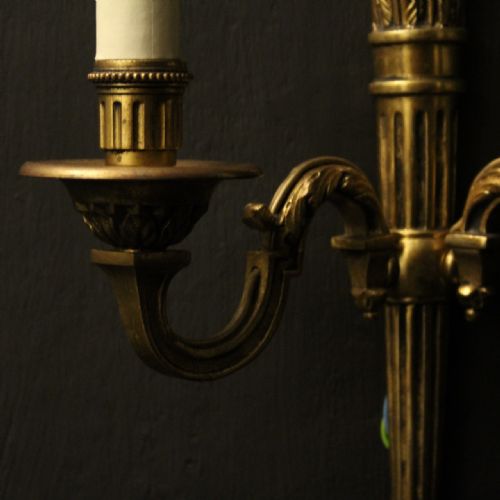 FRENCH SET OF 4 GILDED BRONZE TWIN ARM WALL LIGHTS - ADDITIONAL PHOTO 4