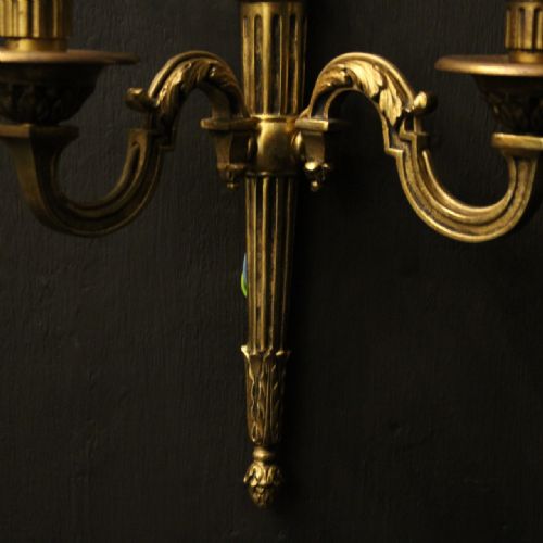 FRENCH SET OF 4 GILDED BRONZE TWIN ARM WALL LIGHTS - ADDITIONAL PHOTO 6
