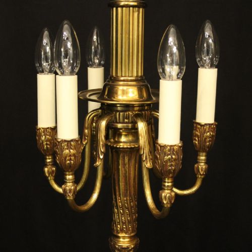 FRENCH GILDED BRONZE 6 LIGHT ANTIQUE CHANDELIER - ADDITIONAL PHOTO 2