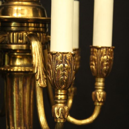 FRENCH GILDED BRONZE 6 LIGHT ANTIQUE CHANDELIER - ADDITIONAL PHOTO 6