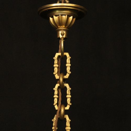 FRENCH GILDED BRONZE 6 LIGHT ANTIQUE CHANDELIER - ADDITIONAL PHOTO 9