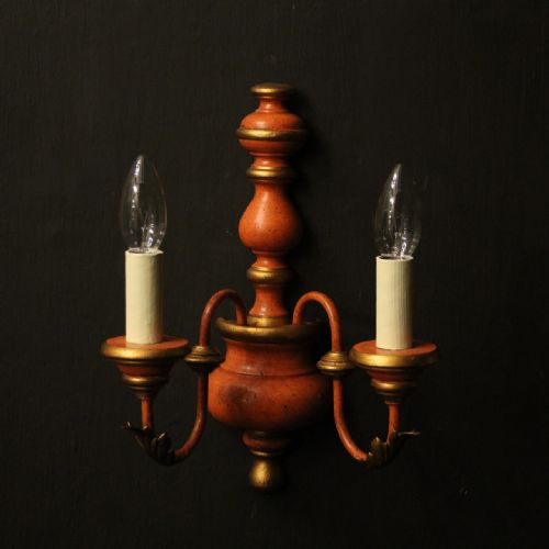 ITALIAN PAIR OF POLYCHROME TWIN ARM WALL LIGHTS - ADDITIONAL PHOTO 1