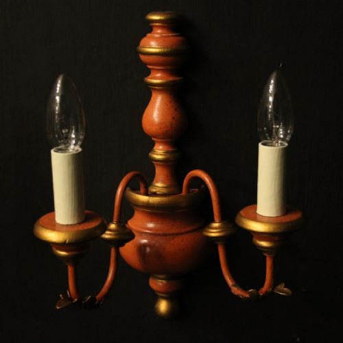 ITALIAN PAIR OF POLYCHROME TWIN ARM WALL LIGHTS - ADDITIONAL PHOTO 2