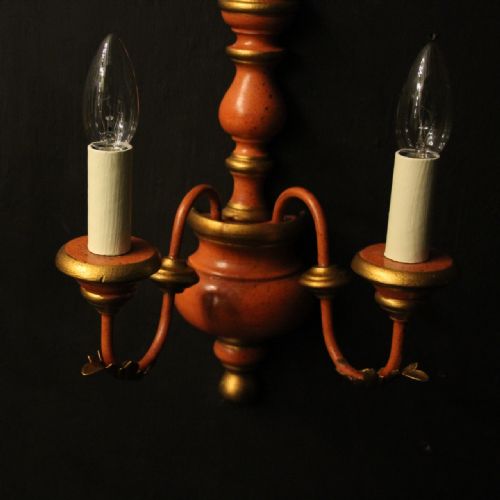 ITALIAN PAIR OF POLYCHROME TWIN ARM WALL LIGHTS - ADDITIONAL PHOTO 3