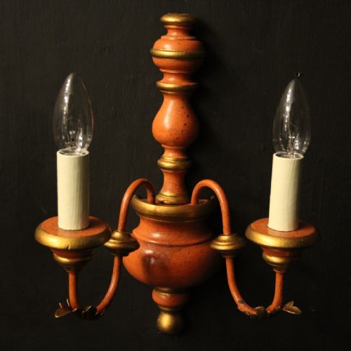 ITALIAN PAIR OF POLYCHROME TWIN ARM WALL LIGHTS - ADDITIONAL PHOTO 8