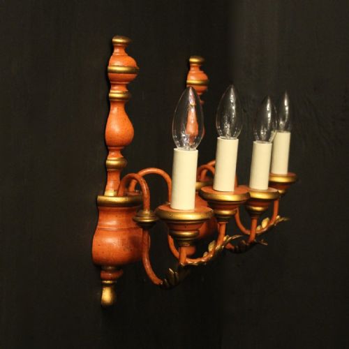 ITALIAN PAIR OF POLYCHROME TWIN ARM WALL LIGHTS - ADDITIONAL PHOTO 9