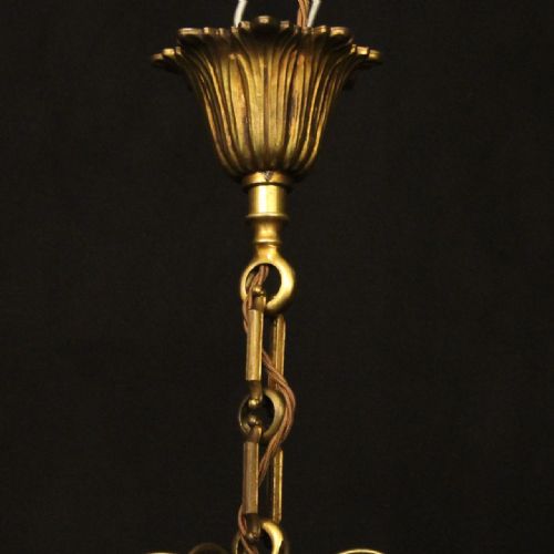 FRENCH GILDED BRONZE CRYSTAL 4 LIGHT ANTIQUE CHANDELIER - ADDITIONAL PHOTO 9