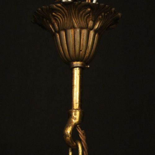 FRENCH GILDED CRYSTAL 6 LIGHT ANTIQUE PLAFFONIER - ADDITIONAL PHOTO 9