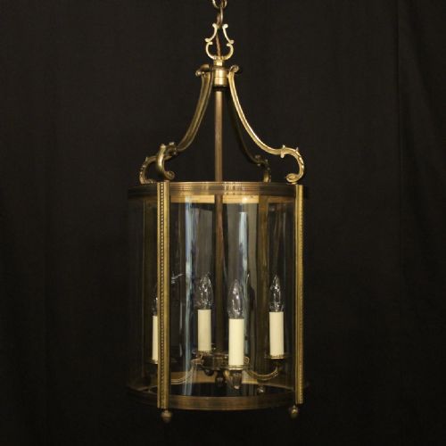 french large gilded bronze antique hall lantern - CATEGORY: ANTIQUE LIGHTING - DATED 1920