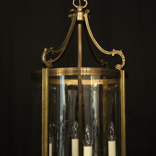 FRENCH LARGE GILDED BRONZE ANTIQUE HALL LANTERN - ADDITIONAL PHOTO 1