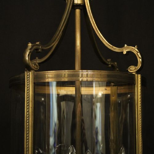 FRENCH LARGE GILDED BRONZE ANTIQUE HALL LANTERN - ADDITIONAL PHOTO 2