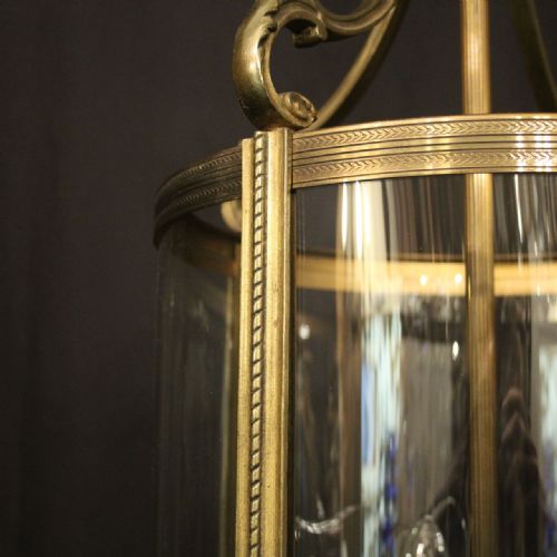 FRENCH LARGE GILDED BRONZE ANTIQUE HALL LANTERN - ADDITIONAL PHOTO 3