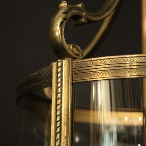 FRENCH LARGE GILDED BRONZE ANTIQUE HALL LANTERN - ADDITIONAL PHOTO 4
