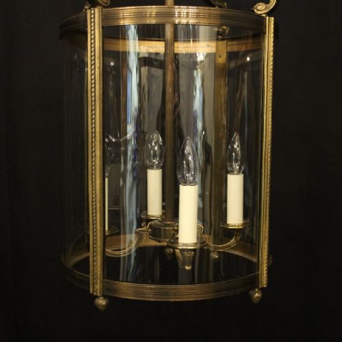 FRENCH LARGE GILDED BRONZE ANTIQUE HALL LANTERN - ADDITIONAL PHOTO 6