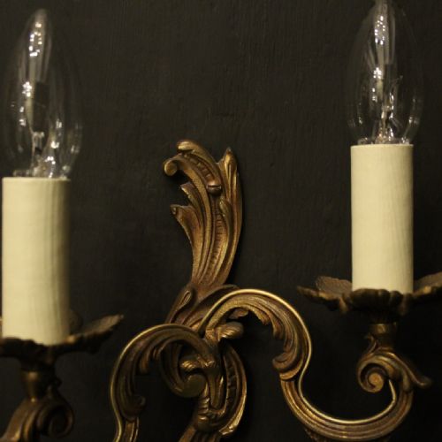 FRENCH SET OF 6 GILDED TWIN ARM ANTIQUE WALL LIGHTS - ADDITIONAL PHOTO 5