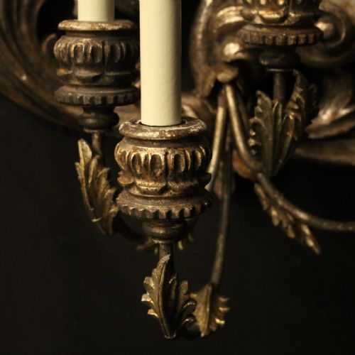 FLORENTINE SILVER GILTWOOD 6 ARM ANTIQUE WALL LIGHT - ADDITIONAL PHOTO 3