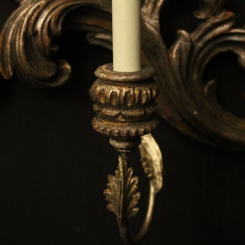FLORENTINE SILVER GILTWOOD 6 ARM ANTIQUE WALL LIGHT - ADDITIONAL PHOTO 4