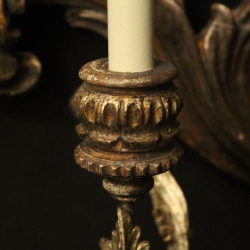 FLORENTINE SILVER GILTWOOD 6 ARM ANTIQUE WALL LIGHT - ADDITIONAL PHOTO 5
