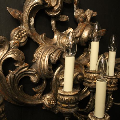 FLORENTINE SILVER GILTWOOD 6 ARM ANTIQUE WALL LIGHT - ADDITIONAL PHOTO 6