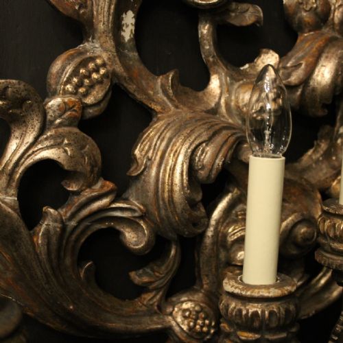 FLORENTINE SILVER GILTWOOD 6 ARM ANTIQUE WALL LIGHT - ADDITIONAL PHOTO 7