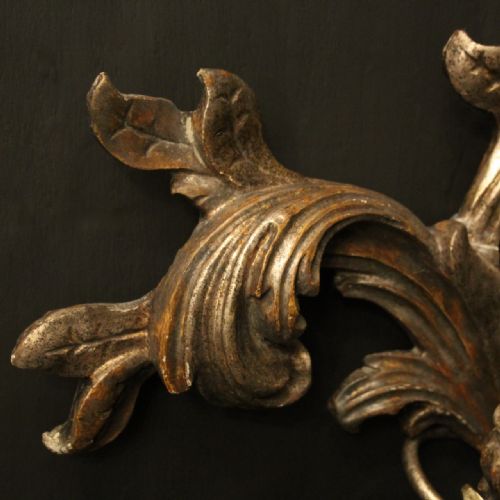 FLORENTINE SILVER GILTWOOD 6 ARM ANTIQUE WALL LIGHT - ADDITIONAL PHOTO 8