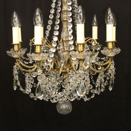 FRENCH 19TH CENTURY GILDED BRONZE CRYSTAL CHANDELIER - ADDITIONAL PHOTO 1