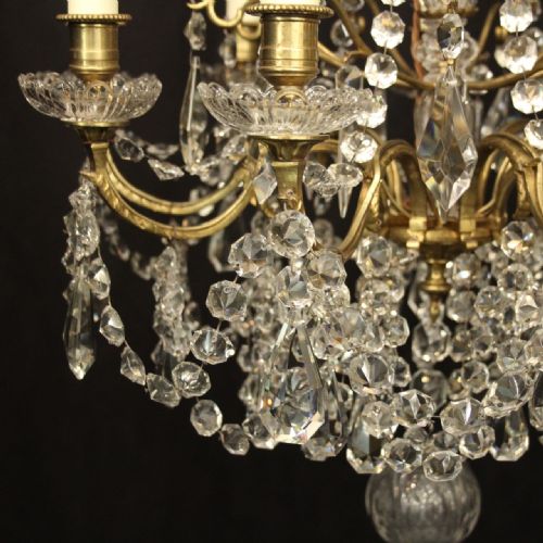 FRENCH 19TH CENTURY GILDED BRONZE CRYSTAL CHANDELIER - ADDITIONAL PHOTO 4