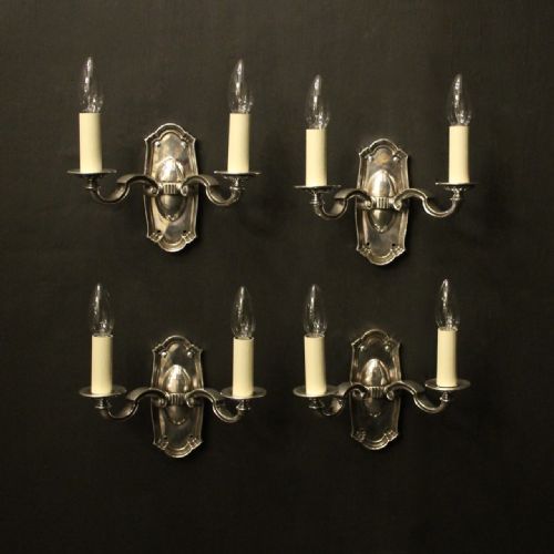 english set of 4 twin arm antique wall lights - CATEGORY: ANTIQUE LIGHTING - DATED 1920