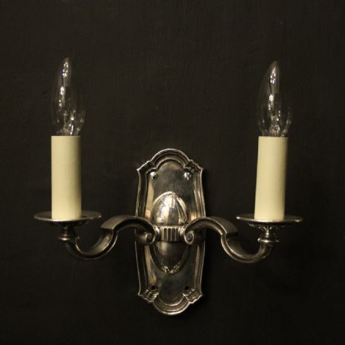 ENGLISH SET OF 4 TWIN ARM ANTIQUE WALL LIGHTS - ADDITIONAL PHOTO 1