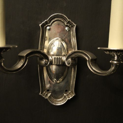 ENGLISH SET OF 4 TWIN ARM ANTIQUE WALL LIGHTS - ADDITIONAL PHOTO 7