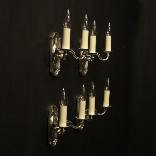 ENGLISH SET OF 4 TWIN ARM ANTIQUE WALL LIGHTS - ADDITIONAL PHOTO 9