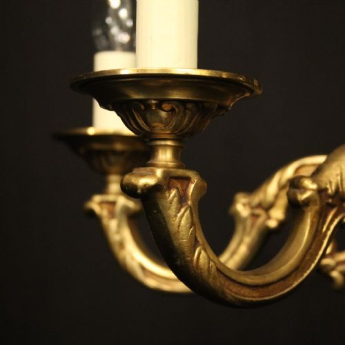FRENCH GILDED BRONZE 6 LIGHT ANTIQUE CHANDELIER - ADDITIONAL PHOTO 6