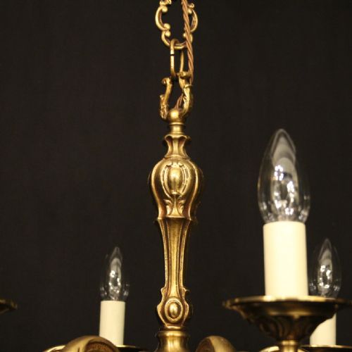 FRENCH GILDED BRONZE 6 LIGHT ANTIQUE CHANDELIER - ADDITIONAL PHOTO 8