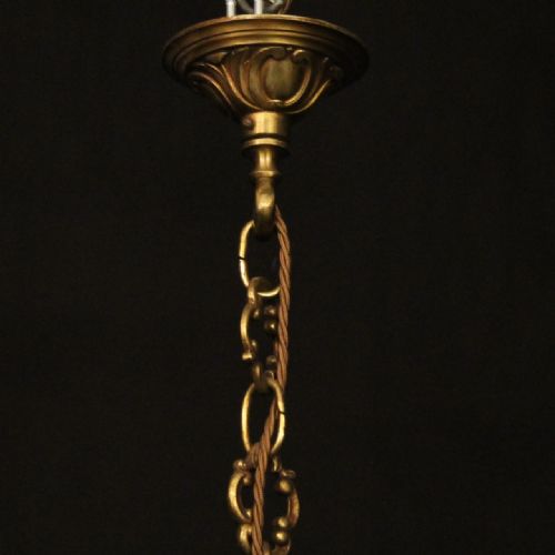 FRENCH GILDED BRONZE 6 LIGHT ANTIQUE CHANDELIER - ADDITIONAL PHOTO 9