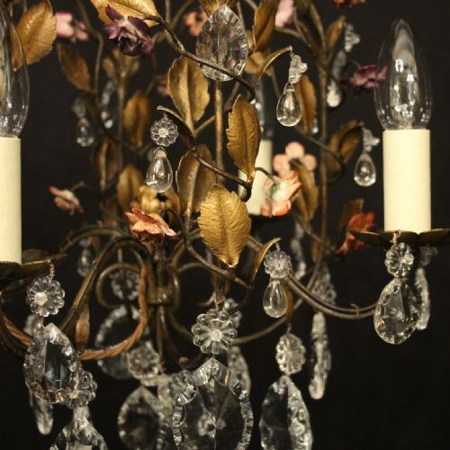 FRENCH TOLEWARE 4 LIGHT BIRDCAGE CHANDELIER - ADDITIONAL PHOTO 5