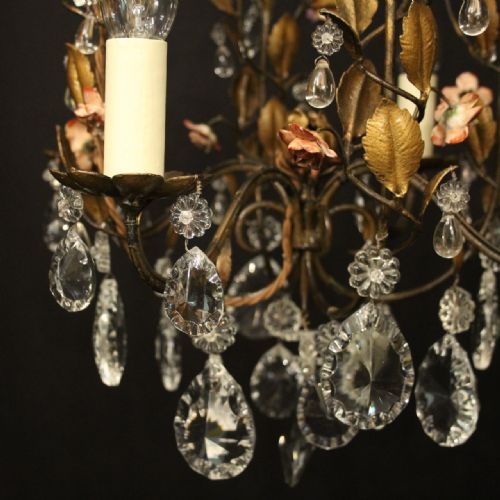 FRENCH TOLEWARE 4 LIGHT BIRDCAGE CHANDELIER - ADDITIONAL PHOTO 7