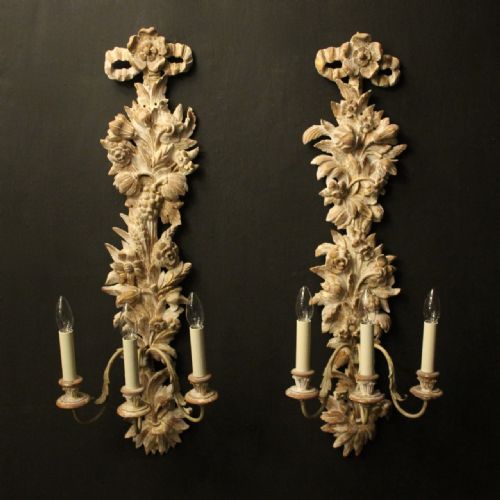 italian large pair of polychrome wall lights - CATEGORY: ANTIQUE LIGHTING - DATED 1930