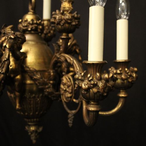 FRENCH 19TH C GILDED BRONZE 9 LIGHT ANTIQUE CHANDELIER - ADDITIONAL PHOTO 5