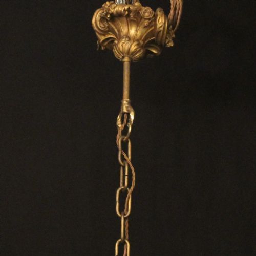 FRENCH 19TH C GILDED BRONZE 9 LIGHT ANTIQUE CHANDELIER - ADDITIONAL PHOTO 9