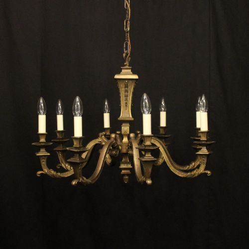 french bronze 8 light antique chandelier - CATEGORY: ANTIQUE LIGHTING - DATED 1920
