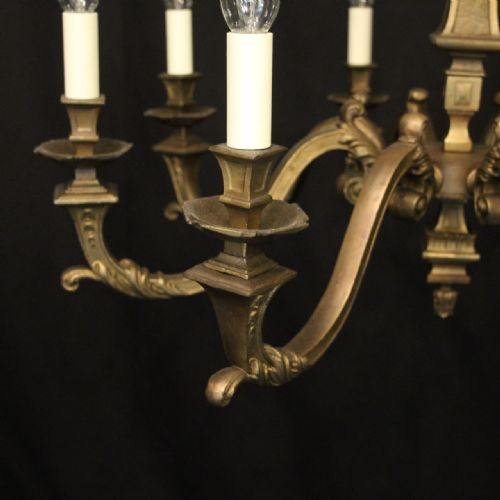 FRENCH BRONZE 8 LIGHT ANTIQUE CHANDELIER - ADDITIONAL PHOTO 2