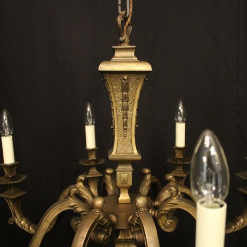 FRENCH BRONZE 8 LIGHT ANTIQUE CHANDELIER - ADDITIONAL PHOTO 3
