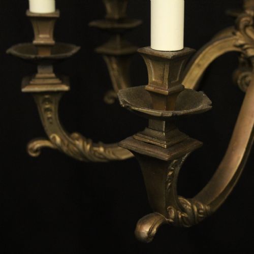 FRENCH BRONZE 8 LIGHT ANTIQUE CHANDELIER - ADDITIONAL PHOTO 4