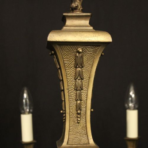 FRENCH BRONZE 8 LIGHT ANTIQUE CHANDELIER - ADDITIONAL PHOTO 5
