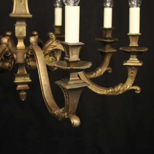 FRENCH BRONZE 8 LIGHT ANTIQUE CHANDELIER - ADDITIONAL PHOTO 6