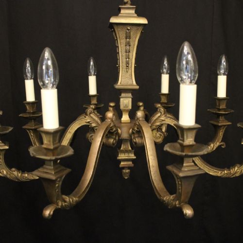 FRENCH BRONZE 8 LIGHT ANTIQUE CHANDELIER - ADDITIONAL PHOTO 7
