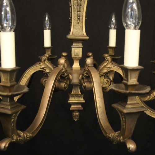 FRENCH BRONZE 8 LIGHT ANTIQUE CHANDELIER - ADDITIONAL PHOTO 8